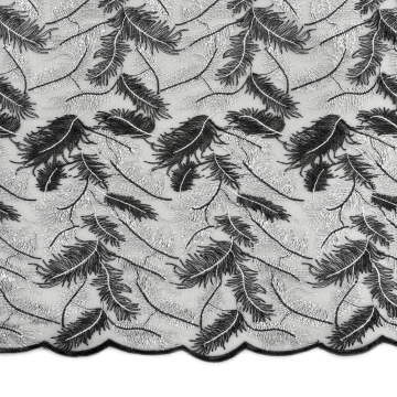 Mesh - Embroidery Feathers - Black/White