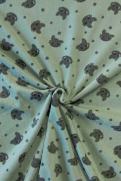 Fleece Print - Dark Grey Animal Heads on Dark Old Mint
