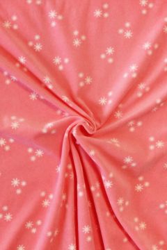 Fleece Print - Snowflakes on Hot Pink