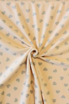 Fleece Print - Light Grey Hearts on Light Salmon