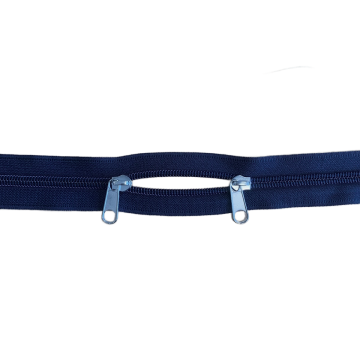 Reißverschluss mit 2 Schiebern - 80 cm - Nicht teilbar - Navy/Silver