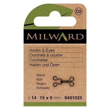 Milward - Haken und Ösen - 15x9mm - Schwarz