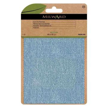 Milward Flickstoff aufbügelbar - Light Denim 10x15cm