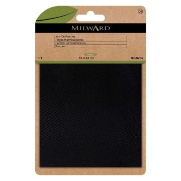 Milward Flickstoff aufbügelbar - Black 12x44cm