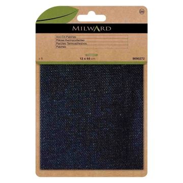 Milward Flickstoff aufbügelbar - Dark Denim 12x44cm