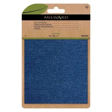 Milward Flickstoff aufbügelbar - Mid Denim 12x44m