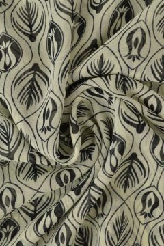 Chiffon - Black Graphic Flowers on Off White