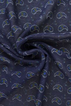 Chiffon - Cute Paisley on Dark Blue