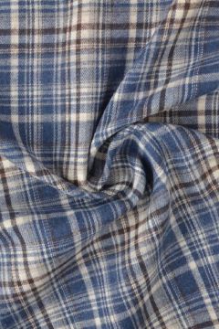 Flanell - Karostoff Brown/Off White/ Grey Blue
