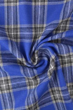 Flanell - Karostoff Bright Blue/Black/White