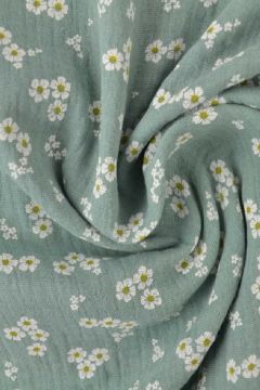 Musselin - Tiny Flowers - Old Green