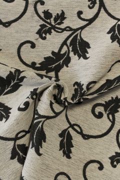 Jacquard Gobelin - Woven Big Black Barok on Light Grey