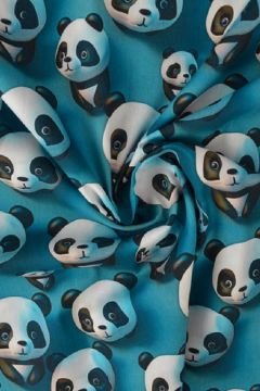 Baumwolle - Pandas are Watching on Dark Petrol