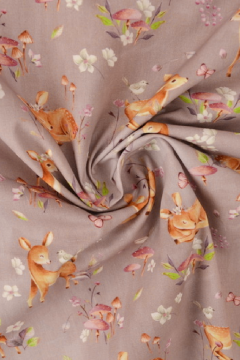 Baumwolle - Baby Dear in Nature on Taupe/Grey