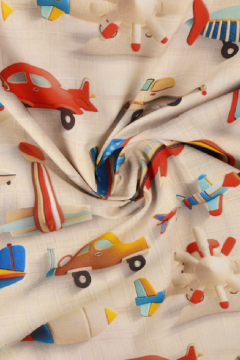 Baumwolle - Airplanes and Cars on Beige