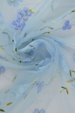 Mesh - Embroidery Floral - Blue 07