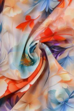 Viskose - Multicolor Paper Flowers on Soft Lavender