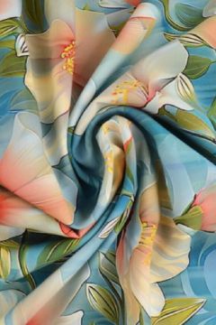 Viskose - White Climbing Flowers on Blue