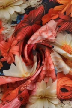 Viskose - Real Multicolor Bouquet of Flowers