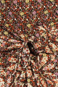 Viskose Jersey - Tiny and Big Flowers on Dark Taupe
