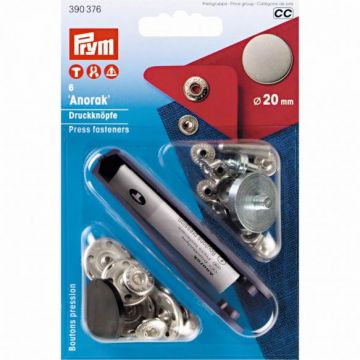 Prym - Nähfreien Druckknöpfe Anorak Silber - 20mm