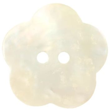 Knoop - parelmoer bloem soft white - 15mm