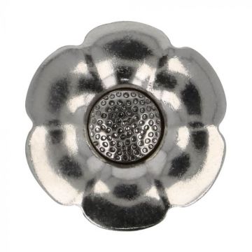 Knopf Blume mit Austauschbarem Herz - 20mm - Silver