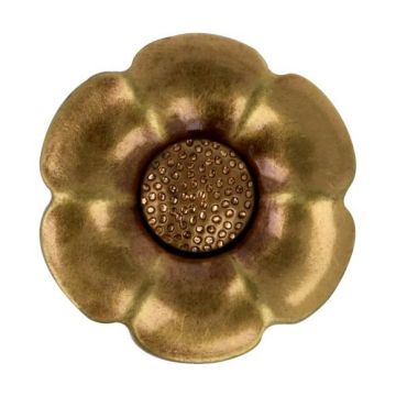  Knopf Blume mit austauschbarem Herz- Old Gold - 25mm