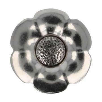 Knopf Blume mit Austauschbarem Herz - 37.5 mm - Silver 