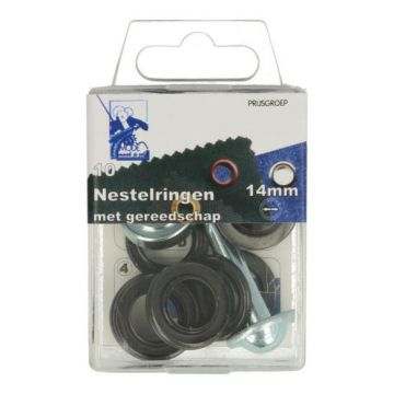 Ösen mit Verarbeitungswerkzeug 14mm - Schwarz