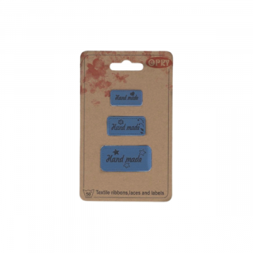 Opry Lederimitat Labels - Handmade - Blue