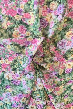 Chiffon - Pink/Yellow/Green Flower Sea 