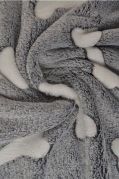 Kuschelfleece - white Dog Bones on grey
