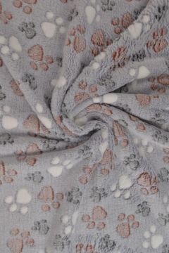 Kuschelfleece - Dogfeet on grey