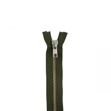 Metall Reißverschluss Zweiwege teilbar  85cm - Army Green/Silver