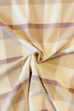 Fleece Print - Beige/White/Pink Squares