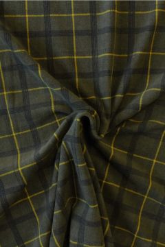 Fleece Print - Big Green Squares with Yellow