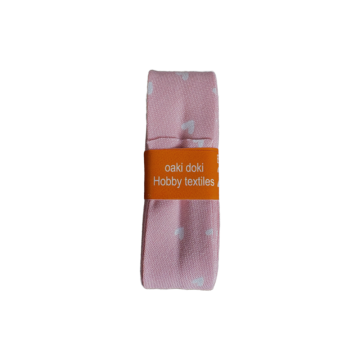 Schrägband - 2m - Sweet Hearts on Vintage Soft Pink