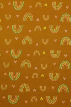 Baumwolle Jersey - Love For Rainbows Dark Ocher 