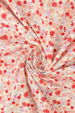 Baumwolle - Flowerbomb - Red/Salmon