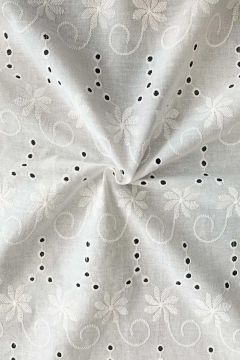 Lochstickerei Baumwolle - Curly Flowers - Off White