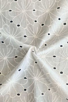 Lochstickerei Baumwolle - Big Flowers - Off White