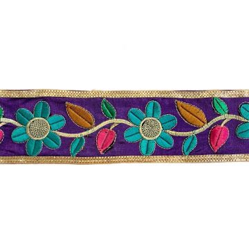 Zierband - Embroided - Round Flowers