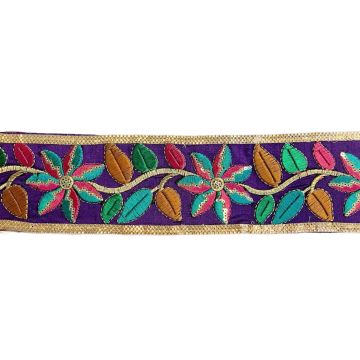 Zierband - Embroided - Pointy Flowers