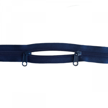 Reißverschluss mit 2 Schiebern - 60 cm - Nicht teilbar - Navy