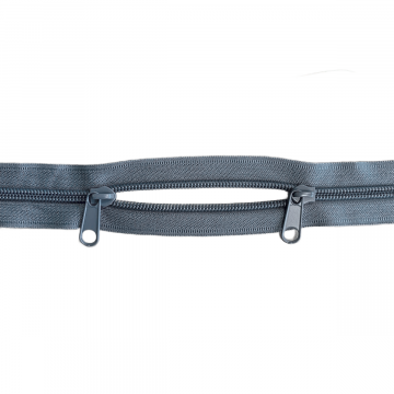 Reißverschluss mit 2 Schiebern - 100 cm - Nicht teilbar - Grey
