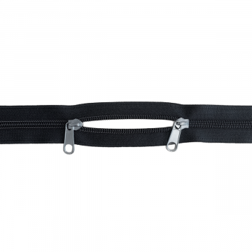 Reißverschluss mit 2 Schiebern - 80 cm - Nicht teilbar - Black/Silver