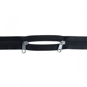 Reißverschluss mit 2 Schiebern - 100 cm - Nicht teilbar - Black/Silver