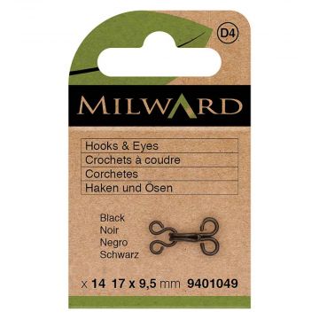 Milward - Haken und Ösen - 17x9.5mm - Schwarz