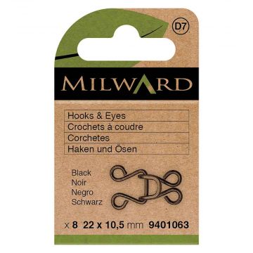 Milward - Haken und Ösen - 22x10.5mm - Schwarz
